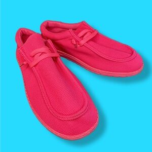 Unbranded Women’s Neon Hot Pink Hey Dude Style Slip-on Canvas Shoe Sz 10 (42)